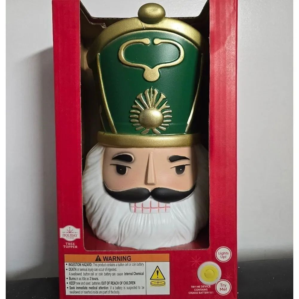 Holiday Time Lighted Blow Mold Nutcracker Tree Topper Battery Christmas Decor